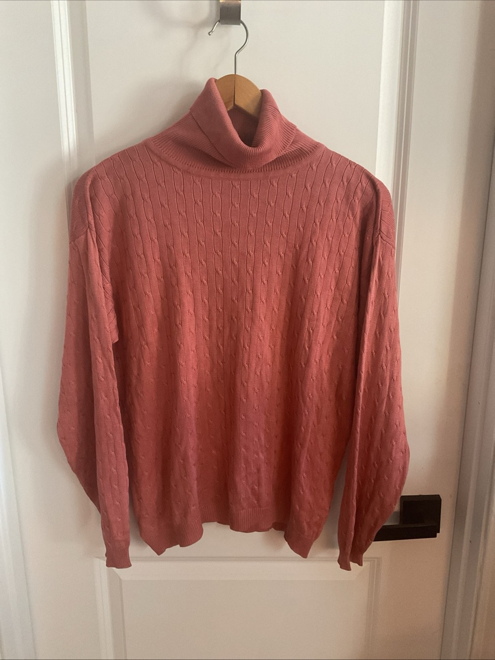 Barry Bricken - Women's Cable Knit Turtleneck Sweater - Dusty Rose - Size Medium